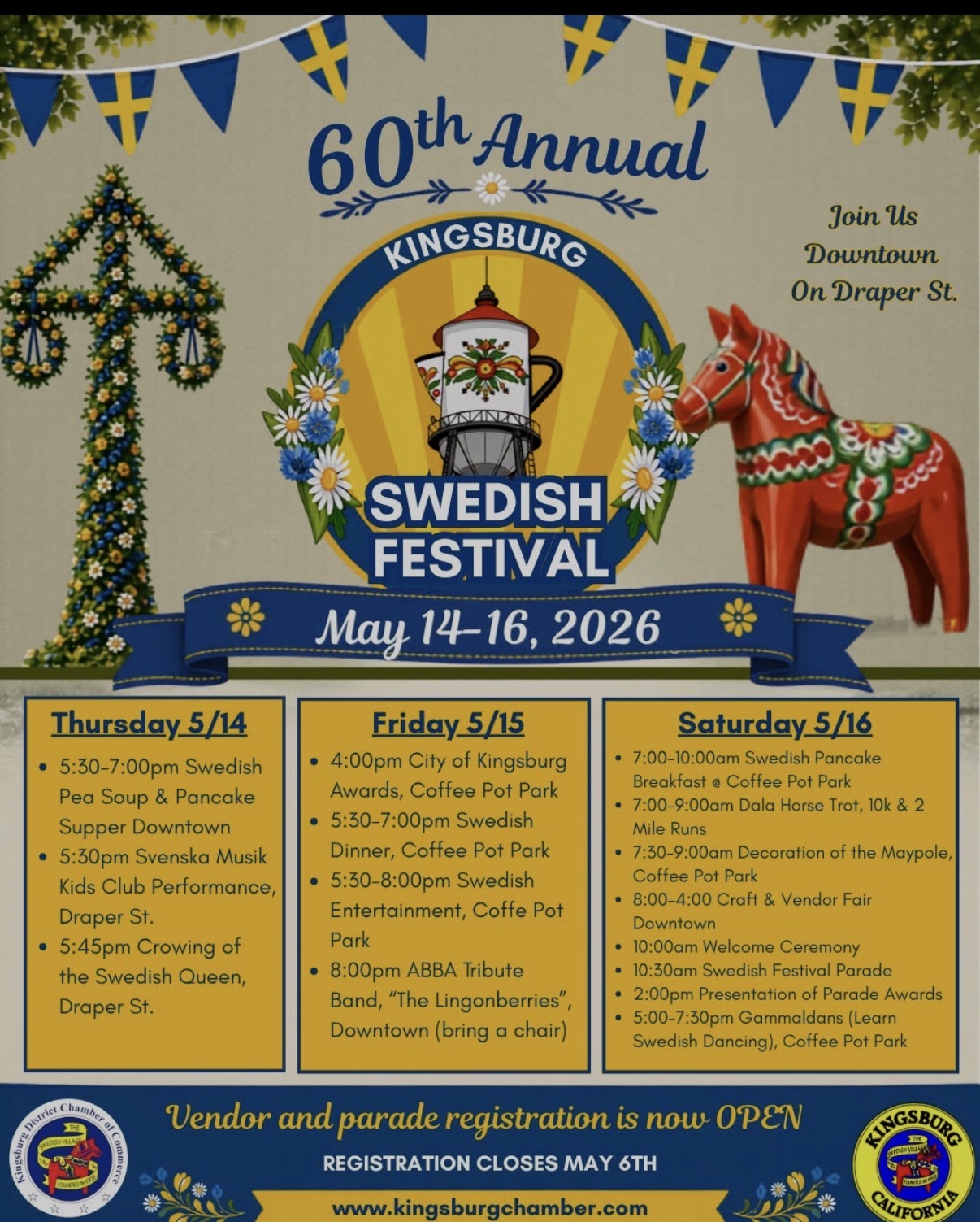 60th Annual Kingsburg Swedish Festival — Opening Night